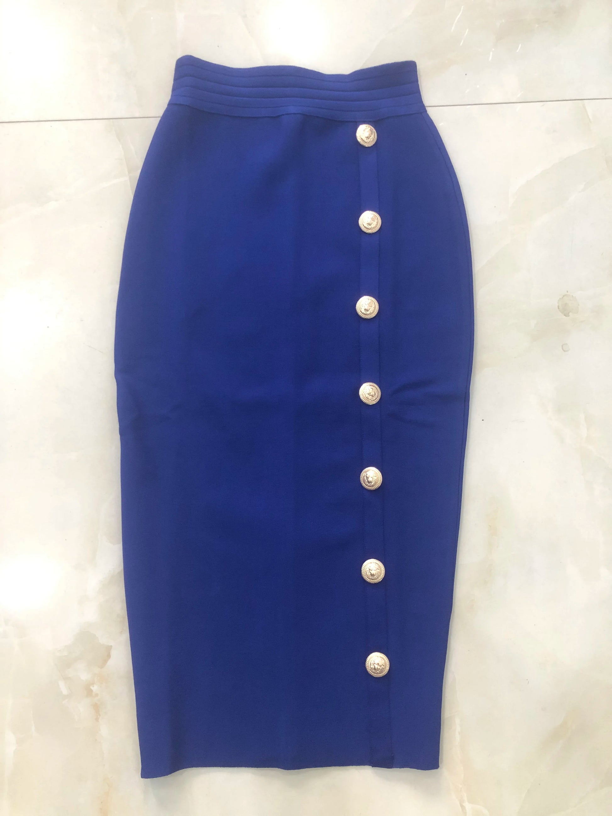 New Arrival Women Button Black Blue Red Bodycon Bandage Skirt 2024 Designer High Waist High Street Party Club Pencil Skirt 75cm.