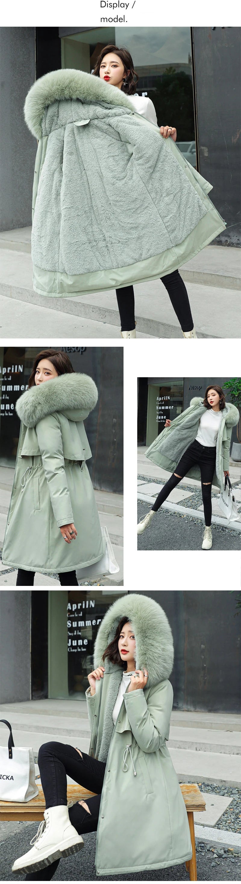 Neue Winterjacke für Damen, warme Parkas mit Pelzkragen, langer lässiger Parka, schmal, verdickt, Maxi-Größe, Damenmantel, Schnee-Kapuzenmäntel.