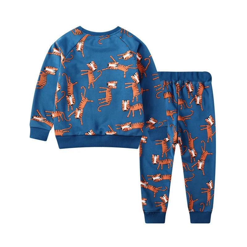   Jumping Meters New Baby Boys Clothing Sets Autumn Winter Cartoon Tiger Printed Cotton Boys Girls Outfit Long Sleeve Shirt Pant.