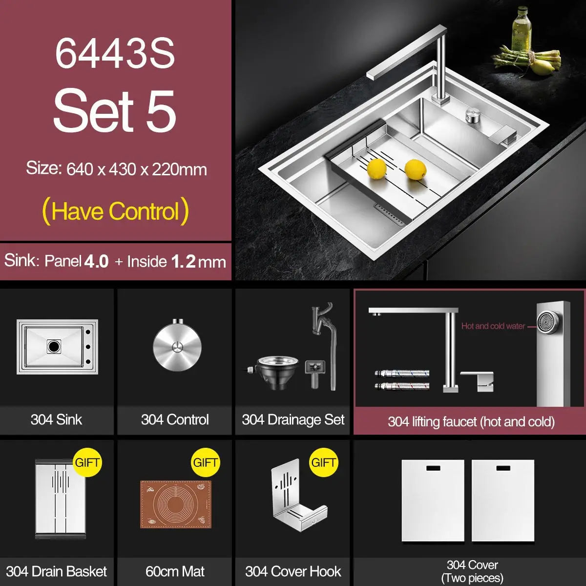 ASRAS New kitchen Sink Double Cover hidden Single Large Size 304 Stainless Steel 4mm Thickness Handmade Brushed kitchen Sink