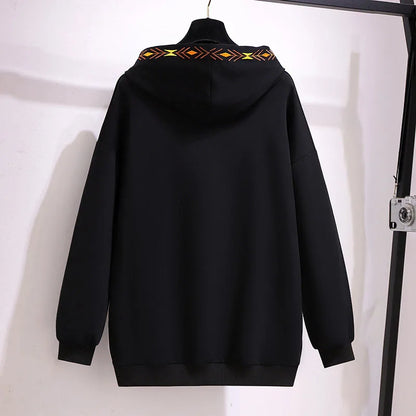 150Kg Plus Größe frauen Frühling Herbst Lose Mit Kapuze Stickerei Sweatshirt Büste 157cm 6XL 7XL 8XL 9XL 10XL lange-Ärmeln Casual Top