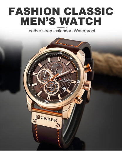 CURREN Brand Watch Men Leather Sports Watches Men's Army Military Quartz Wristwatch Chronograph Male Clock Relogio Masculino.