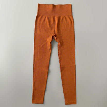 Ribbed Yoga Pants High Waisted Gym Leggings Sport Women Fitness Seamless Female Legging Tummy Control Running Training Tights.