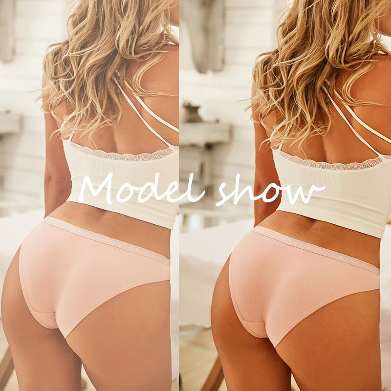 FINETOO 3PCS/Set Women's Underwear Cotton Panty Sexy Panties Female Underpants Solid Color Panty Intimates Women Lingerie M-2XL.