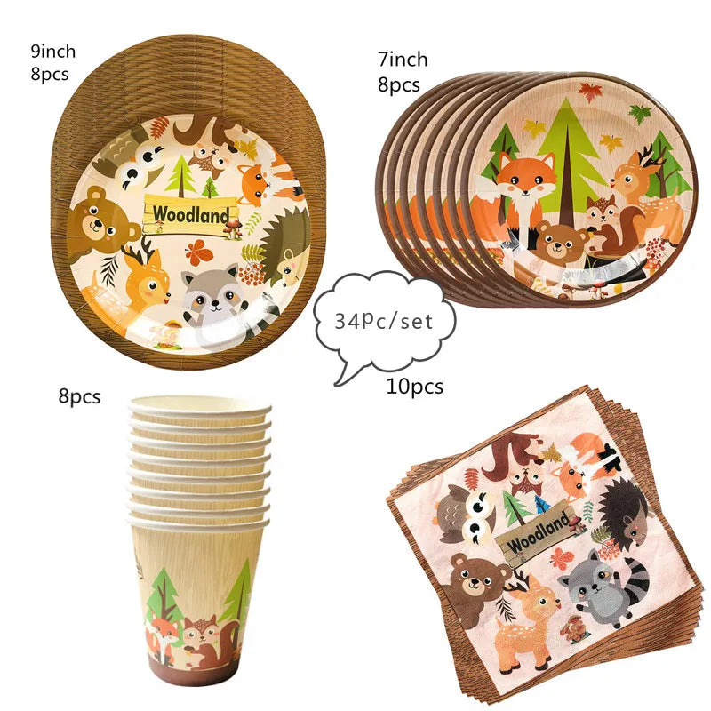 Waldtiere Party Dschungel Safari Geburtstag Party Dekor Waldkreaturen Dschungel Tier Wald Partyzubehör Babyparty