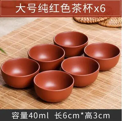 Handmade Dragon Ceramic Tea Cup, Purple Clay Cup, Kungfu Teaset, Small and Large, Tea Accessories, 6 PCs/Pack.