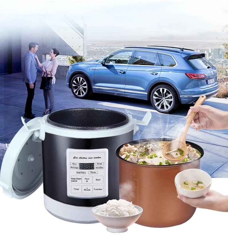 12V 24V Mini Car Rice Cooker 1.6L  car trucks electric soup porridge cooking machine food steamer warmer fast heating lunch box.
