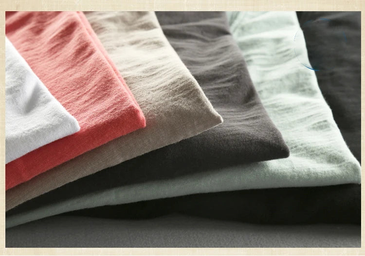 Fashionable Bamboo Cotton Long Sleeve Vintage T-shirts Men Casual Thin Tops Tees Comfortable Tshirt Distressed T-shirt.