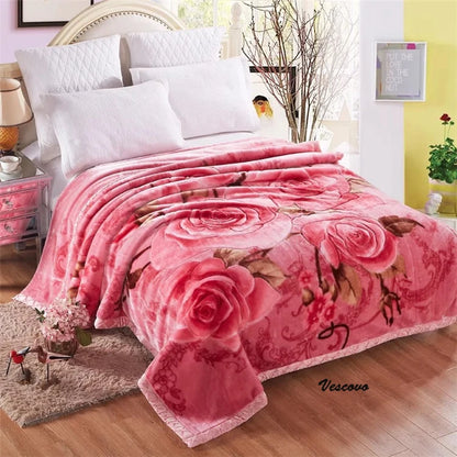 VESCOVO Queen Size Flannel Fleece Throw Blanket Soft Cashmere Blanket King Size Warm Quilt Bedspread 220*240.