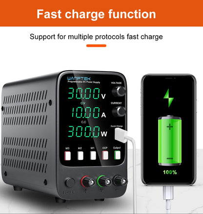 Wanptek Adjustable DC Power Supply 30V 10A LED Lab Bench Power Source Stabilized Switch Power Supply Voltage Regulator 60V 5A