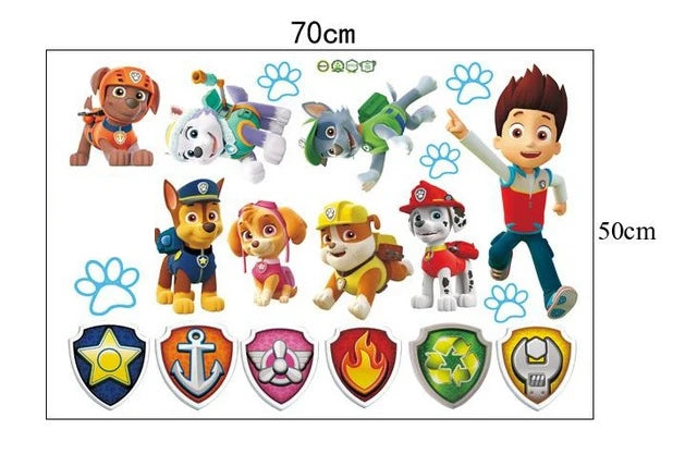 Disney 3D Cartoon  Pawed Wall Stickers For Kids Rooms Living Room Boys Girls Children Bedroom DIY Home Decor Patroling Car