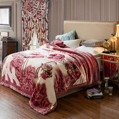 Double Layer Raschel Blankets 150*200cm Soft Warm Faux Fur Mink Throw Thicken Fluffy Microfiber Plush Weighted Blankets For Beds.