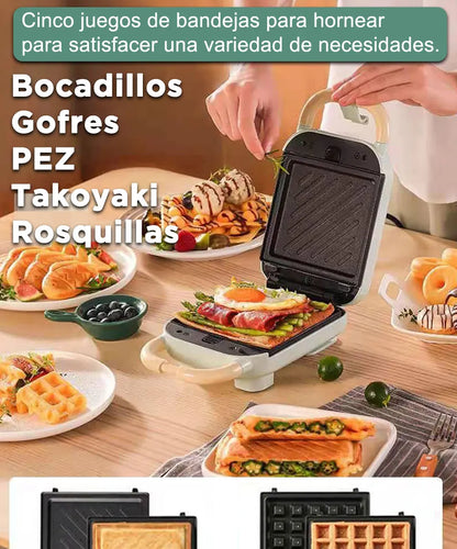 2025 New Sandwichera 3 en 1 Tostadora eléctrica Waffle Maker Desayuno Pancake Donut Egg Waffle Fish Cake Horno eléctrico.