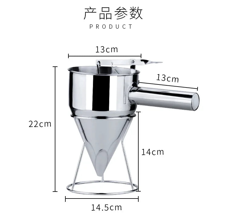 Steel Batter Dispenser with Rack Dough Funnel Cupcake Baking Dispenser Kitchen Tools.