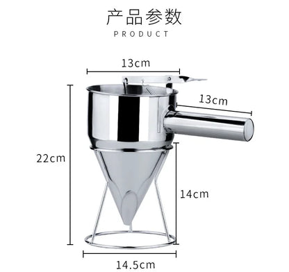 Steel Batter Dispenser with Rack Dough Funnel Cupcake Baking Dispenser Kitchen Tools.