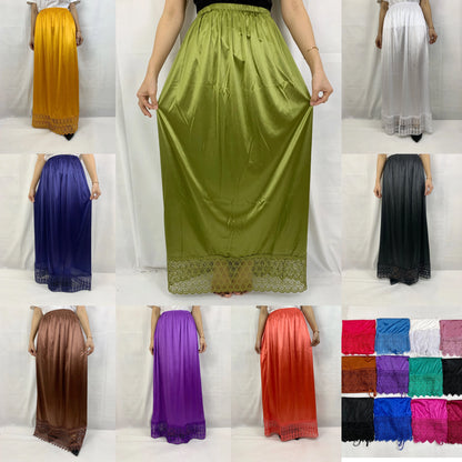 12pcs/1 dozen Muslim Women skirt Extender Slips Lace Skirts Knee Stretch High Waist Skater Flared Pleated Swing Skirt Loose.