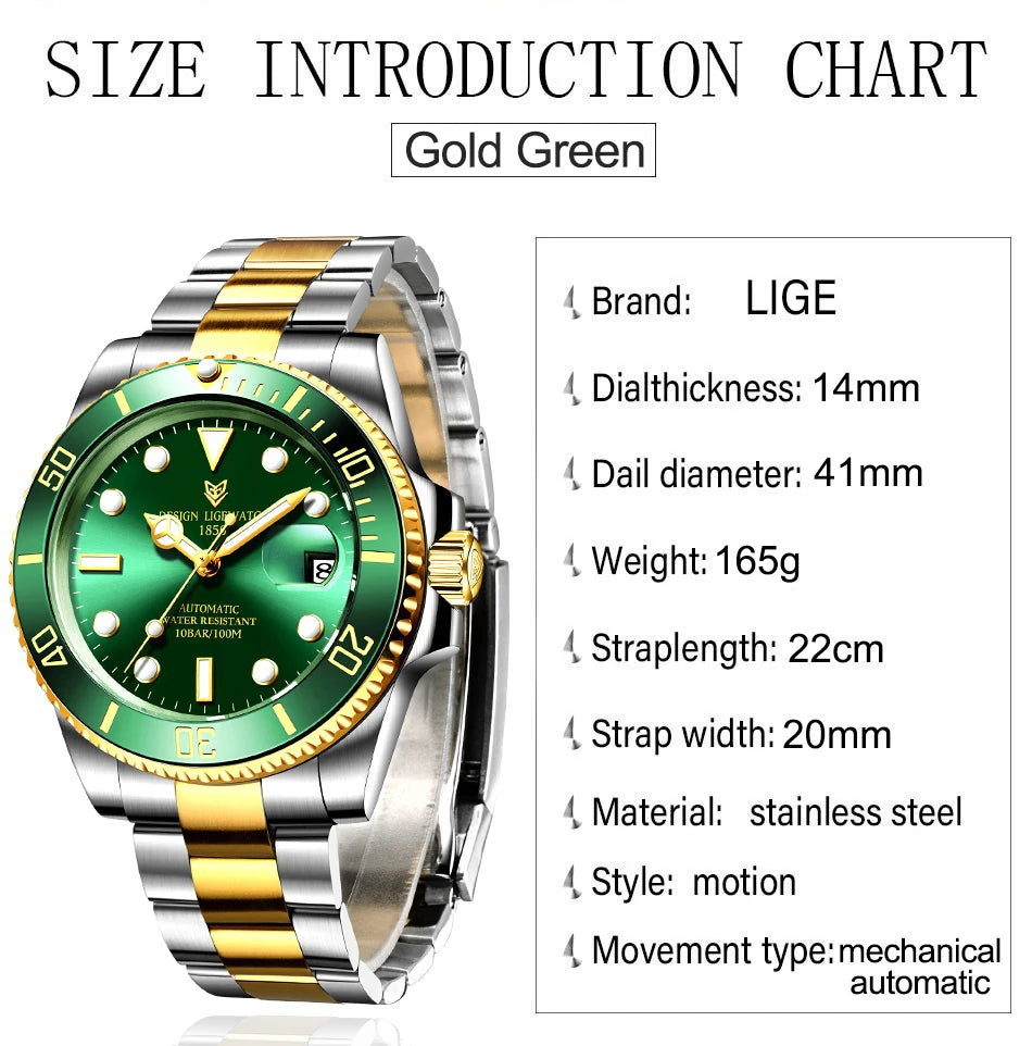 LIGE Women Watches Mechanical Watch Luxury Bracelet Wrist Wristwatch Elegant Ladies Automatic Date Clock Watch Relogio Feminino.