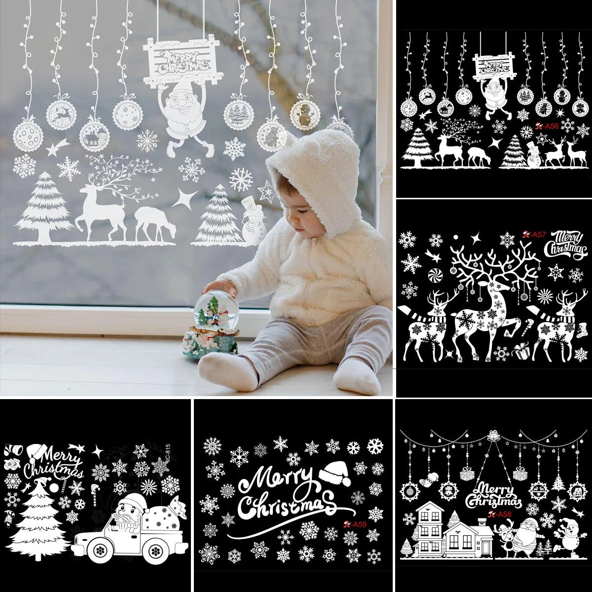 2025 Merry Christmas Wall Sticker Window Glass Merry Christmas Decor for Home Living Room Wall Decor 2026 Happy New Year Sticker.