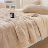 De Sofa Manta Queen Size Solid Color Plain Color Double Layers Thick Soft Winter Office Knee Blanket Rabbit Furry Plush Blankets.