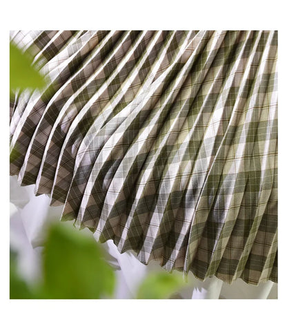 Looks Thin Pleated Skirt 2025 New High Waist A-line Skirt Mid-length Big Size Plaid Skirt Long Pleated Skirt Length 75-90cm