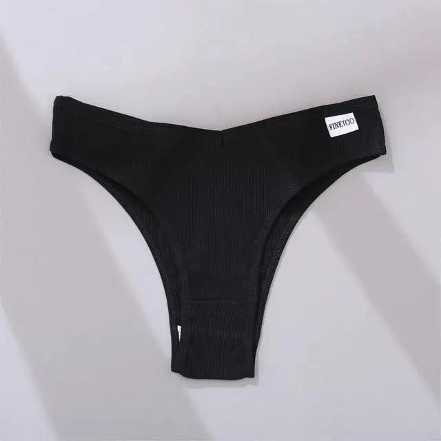FINETOO 3/5Pcs Cotton Brazilian Panties Women's Panties Sexy V Waist T-Back Underwear Female Soft Underpants Lady Bikini Lingeri.