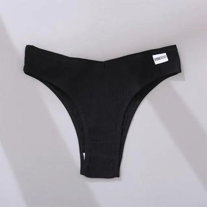 FINETOO 3/5Pcs Cotton Brazilian Panties Women's Panties Sexy V Waist T-Back Underwear Female Soft Underpants Lady Bikini Lingeri.