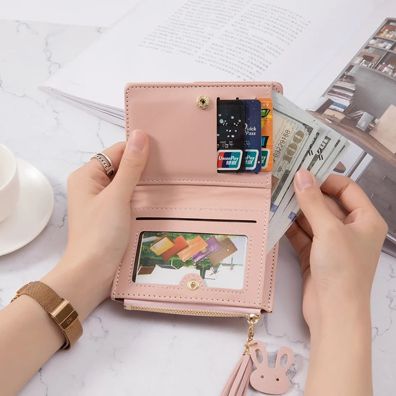 Women's Wallet PU Leather Women's Wallet Made of Leather Women Purses Card Holder Foldable Portable Lady Coin Purses.