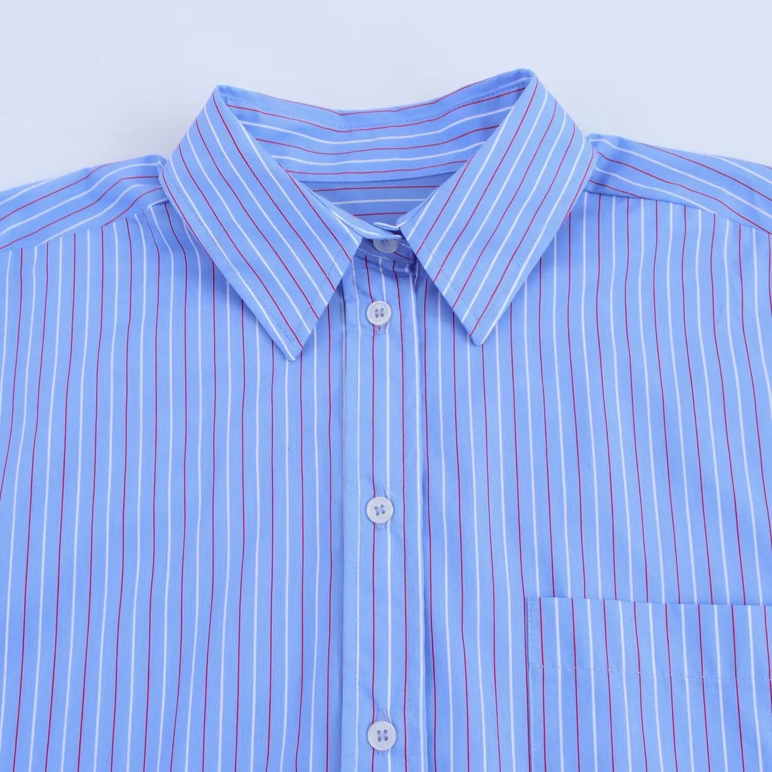 ZATRHMBM women's clothing 2025 new fashion striped loose shirt retro lapel long-sleeved casual female tops.