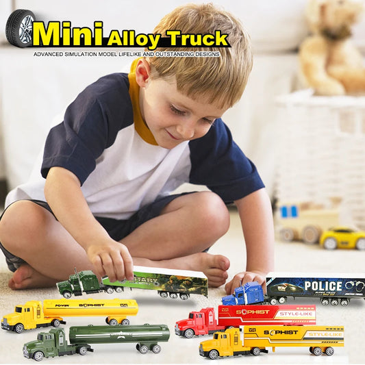 1 Pcs Sliding Alloy Truck Model Diecast Car Toy Container Oil Truck Tank Multi-color Vehicles Toys Birthday Gift for Children.