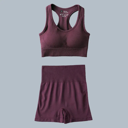 High Waist Elastic Seamless Yoga Wear Women Fitness Clothes Gym Clothing Workout Set Long Sleeve Crop Top Leggings Sports Suit