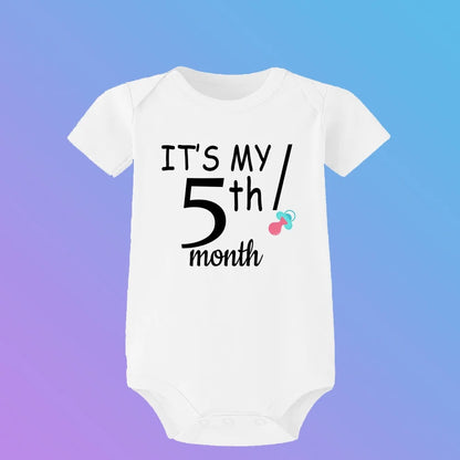 Monatlicher Meilenstein-Baby-Wachstums-Body, cooler Junge, 1–12 Monate, Einteiler, Babyparty, Geschenk, Monatsbilder, monatliche Overall-Kleidung