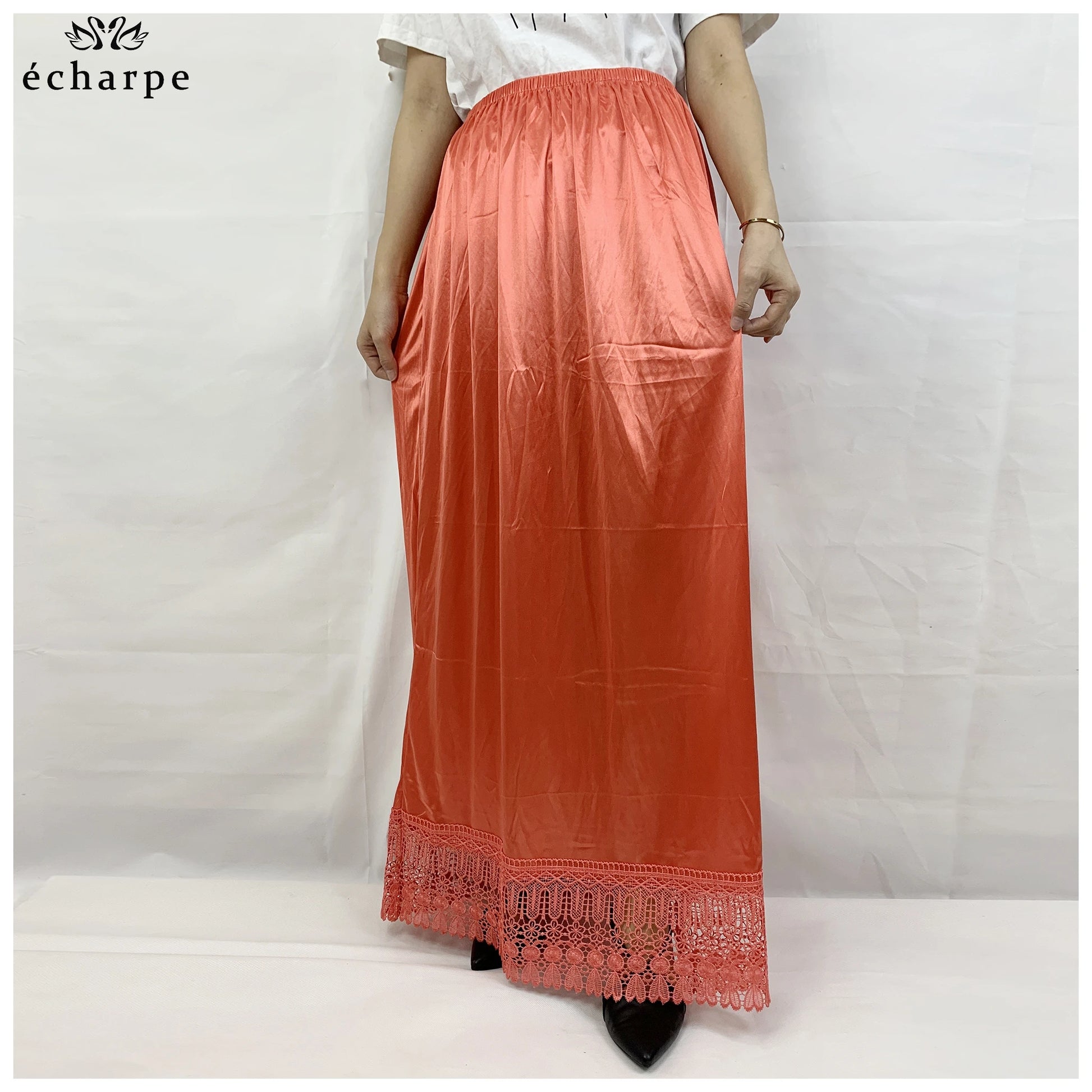 12pcs/1 dozen Muslim Women skirt Extender Slips Lace Skirts Knee Stretch High Waist Skater Flared Pleated Swing Skirt Loose.