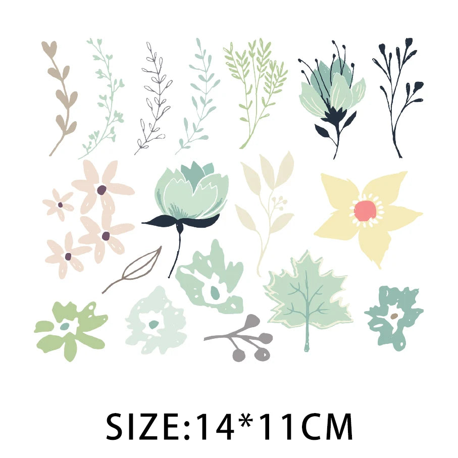 Cartoon Pflanze Blumen Aufkleber Wärmeübertragung PVC Patch Hitzeempfindliche Patches Bügelaufkleber auf Kleidung DIY Applikationen