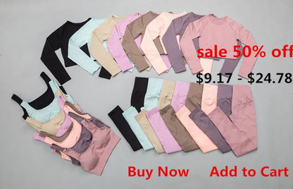 2pcs seamless hyperflex workout sport outfits for women sportswear athletic clothes gym Long Sleeve Crop Top High Waist Leggings.