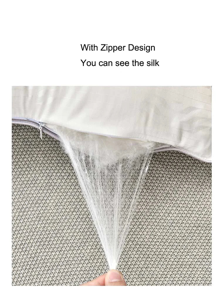 Mulberry Silk Pillows For Sleeping 48*74cm Natural Silk Filling Jacquard Anti Mite Soft Health Care Bedding Hotel Neck Pillows.