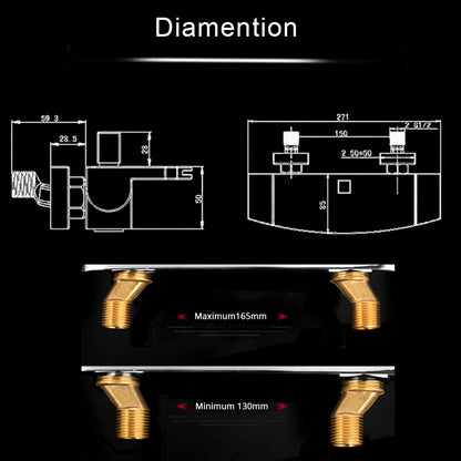 Black Waterfall Shower Faucet Bathroom Wall Mounted Bathtub Shower Faucets Dual Handles Hot Cold Water Mixer Tap with Handshower