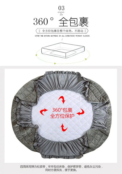 Fashion Flannel Bed Fitted Sheet Quilted Mattress Cover Soft and Comfortable Lace Fit Elastic Band Bed Sheet.