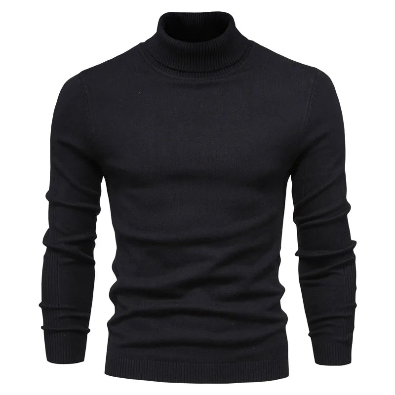 2021 New Winter Men Turtleneck Sweater Casual Solid Color Warm Pullover High Quality Slim High Neck Long Sleeve Sweater Men.