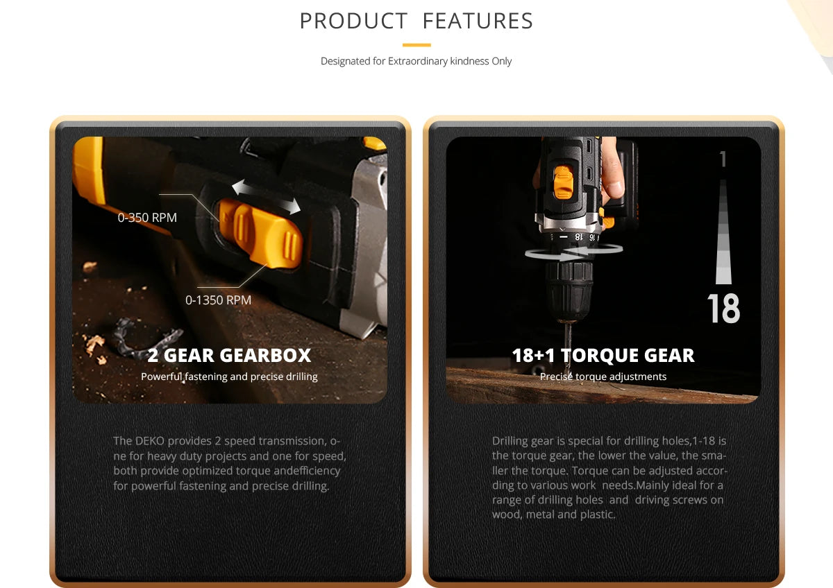 DEKO Akku-Bohrschrauber, 12 V, 16 V, 20 V, Mini-Wireless-Elektrowerkzeuge, DC-Lithium-Ionen-Akku, Elektroschrauber, Heim-DIY-Bohrmaschine