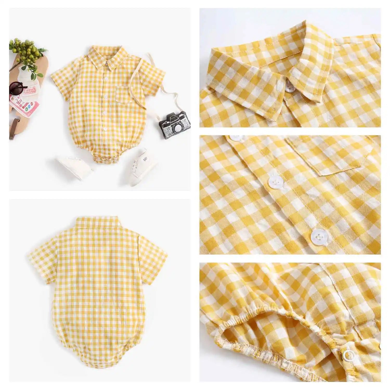 Sanlutoz Baumwolle Baby Jungen Bodys Mode Neugeborenen Kleidung für Baby Jungen Kurzarm Sommer Baby Kleidung Plaid.