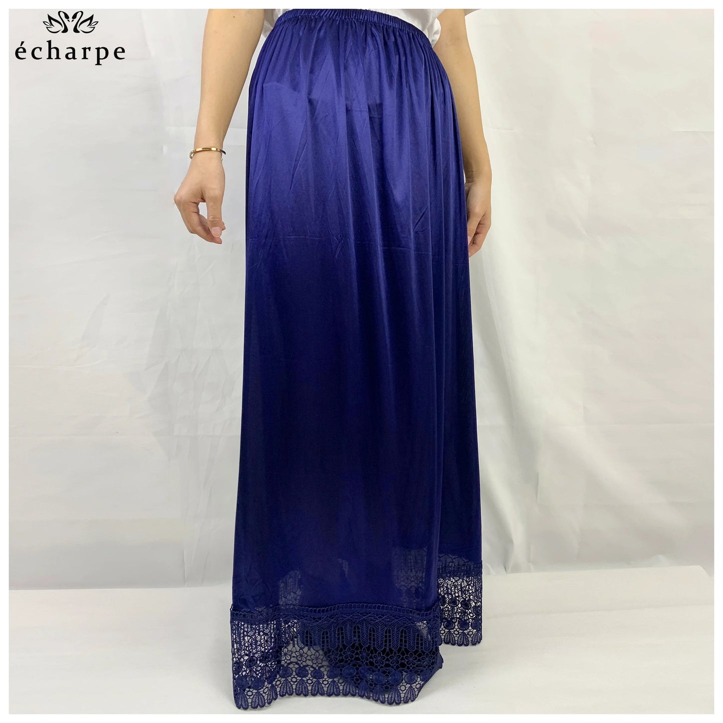 12pcs/1 dozen Muslim Women skirt Extender Slips Lace Skirts Knee Stretch High Waist Skater Flared Pleated Swing Skirt Loose