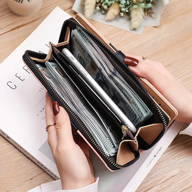 Hollow Leaves PU Leather Women's Long Wallet Fashion Female Coin Purses Hasp Zipper Clutch ID Credit Card Holders Money Bag Clip.