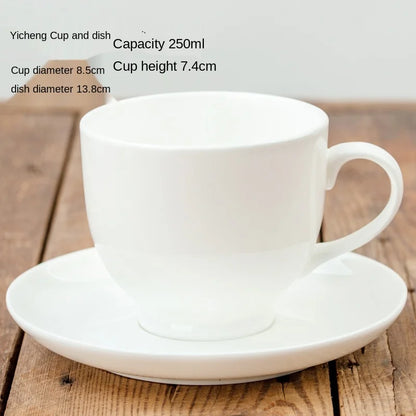 Pure White Bone China Coffee Cup Ceramic Simple Nordic Latte Cups Creative Fancy Afternoon Tea Cafe Coffee Cup and Saucer Spoon.