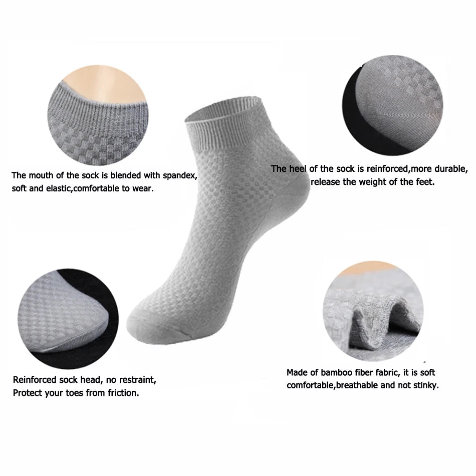 10 Pairs High Quality Bamboo Fiber Men's Socks Business Breathable Deodorant Compression Socks Men Long Big Size EUR 38-46.