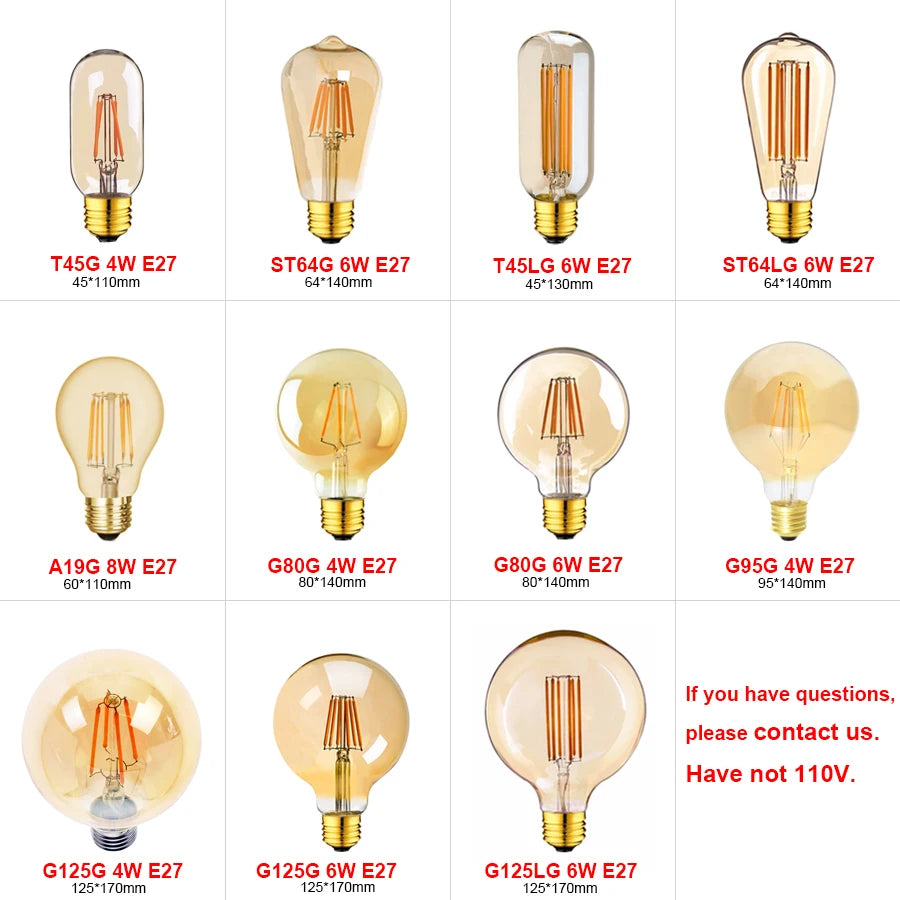 E14 E27 LED-Birne, 220 V, dimmbar, Vintage-LED-Glühlampen, T22, 1 W, Retro-Glühlampe, Dekoration, LED-Beleuchtung, Lampenfassung.