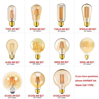 E14 E27 LED-Birne, 220 V, dimmbar, Vintage-LED-Glühlampen, T22, 1 W, Retro-Glühlampe, Dekoration, LED-Beleuchtung, Lampenfassung.