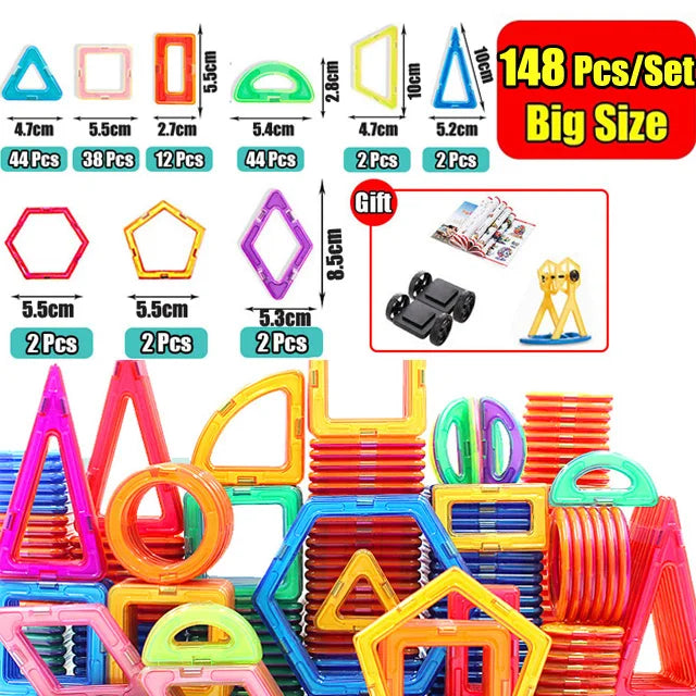 30-168PCS Medium Size Magnetic Building Blocks Magnet Designer Construction Set Montessori Educational Toys For Kids Gifts.