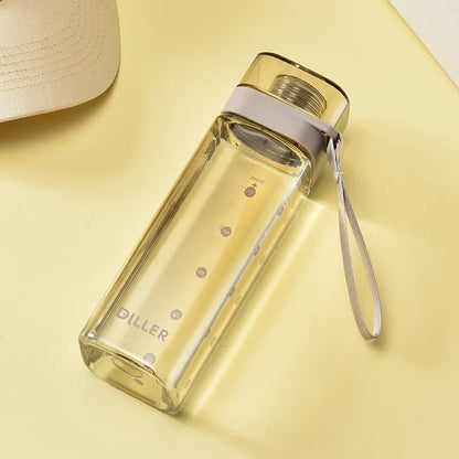 Fashion Square Frosted Plastic Water Bottle Portable Leakproof Transparent Gym Bottle Outdoor Sport Direct Drinking Cup BPA Free