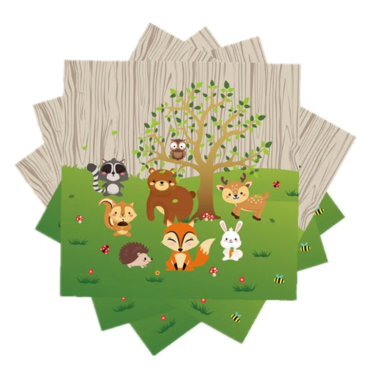 Dschungel Thema Partei Dekor Versorgung Einweg Geschirr Set Wald Tier Fuchs Hedgehog Ballon Baby Dusche Kid Geburtstag Kuchen Topper.