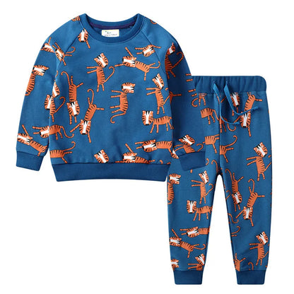   Jumping Meters New Baby Boys Clothing Sets Autumn Winter Cartoon Tiger Printed Cotton Boys Girls Outfit Long Sleeve Shirt Pant.